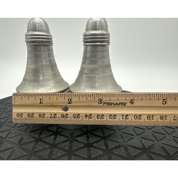 Vintage 1950’s Atomic Light Bulb Shaped Aluminum & Glass Salt & Pepper Shakers - Picture 5 of 5